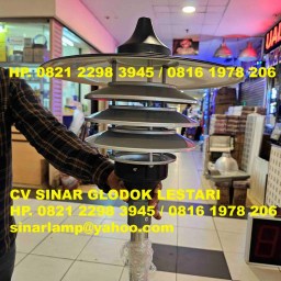 Lampu Taman Pilar Pendestrian GL Topi Kerucut Ring Mirror E27